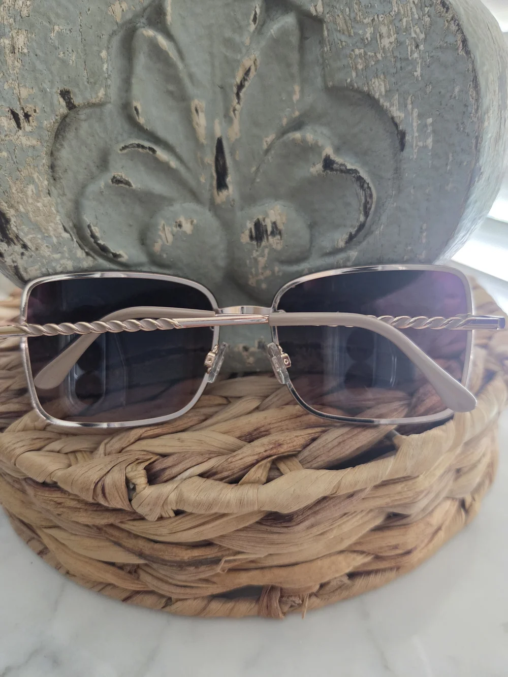 Women's Tahari Rimless Sunglasses with Brown Lenses and Rose Gold Accents